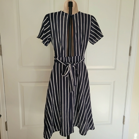 🎉3/$12🎉 Midnight Doll Junior Striped Blue & White High Low Dress - Picture 3 of 5